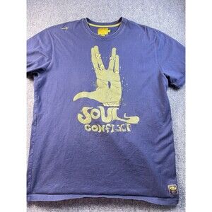 Azure Soul Conflict T Shirt Mens 2XL Blue Graphic Tee Y2K Skate Streetwear